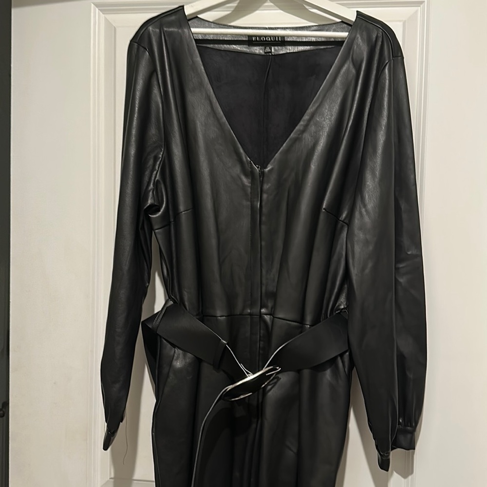 ELOQUII VEGAN LEATHER FULL LENGTH JUMPSUIT